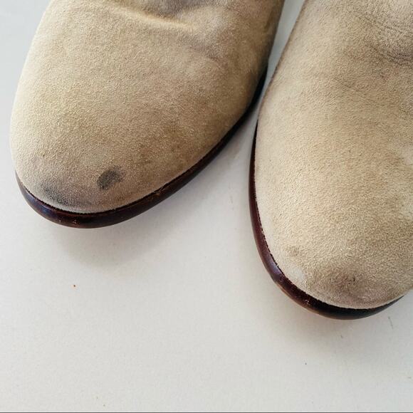 SAM EDELMAN Beige Tan Suede Leather Ankle Short Boot Booties Zipper Shoes 9.5 - Picture 7 of 8